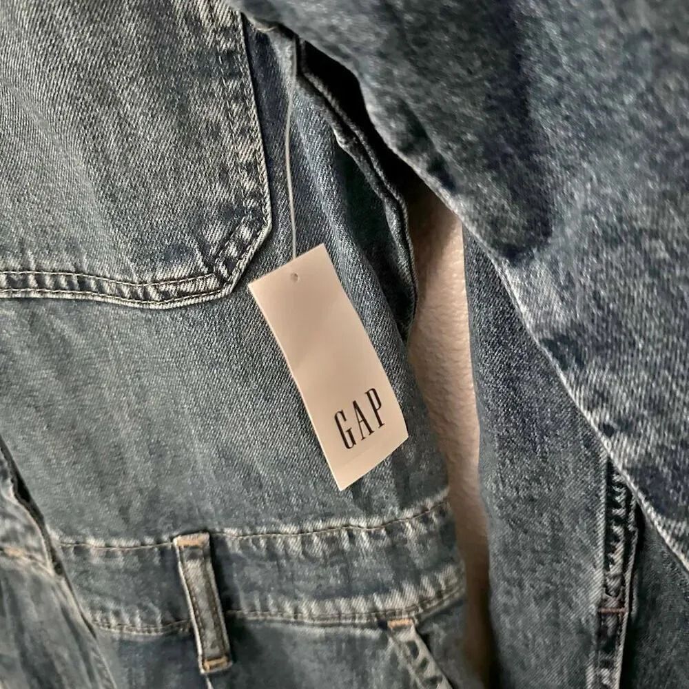 GAP | NWT Denim Utility Romper Washwell Long Sleeve Shorts Jumpsuit | Size 8 - Picture 8 of 11